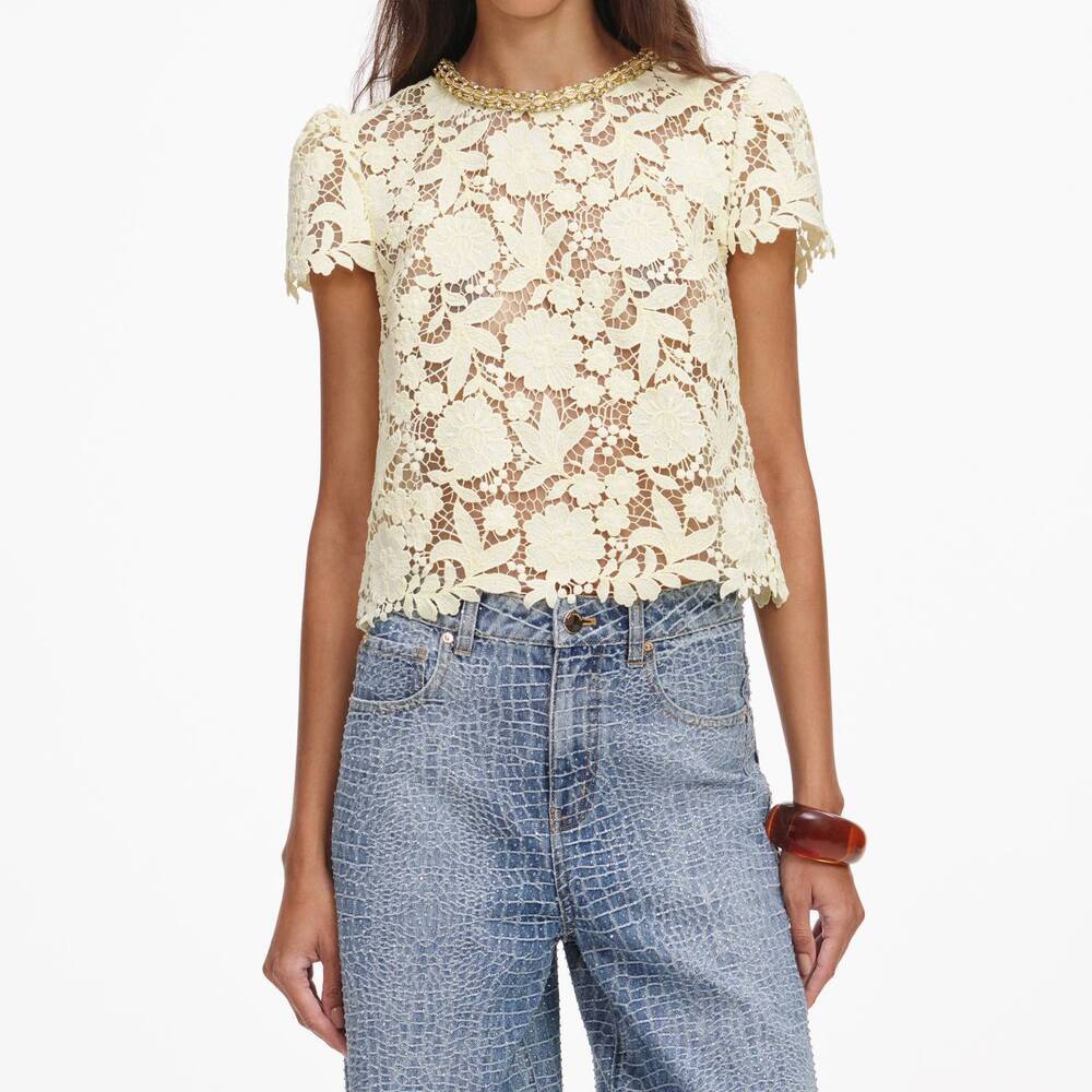 NEW SELF-PORTRAIT lace top in yellow
